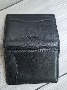Coach men's bifold card case wallet in black leather